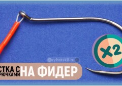 Оснастка с двумя крючками и поводками на фидере